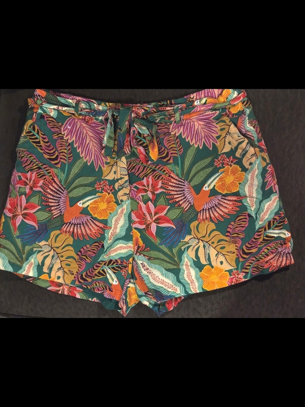 Gibson Latimer Tropical Toucan Print Women’s Shorts - Green Multi